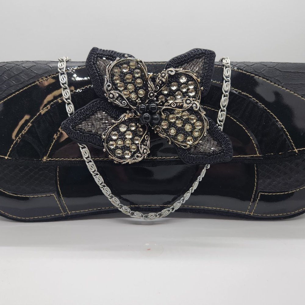 Mary Frances Dress Pocketbook with butterfly beaded and costume rhinestone